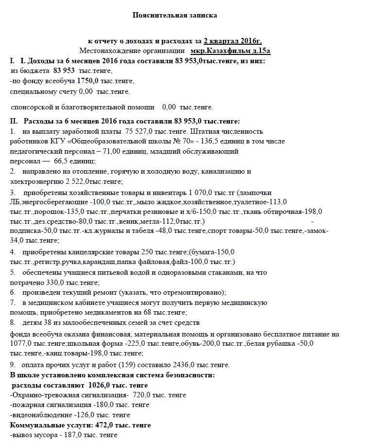 Отчет о доходах и расходах за 2 квартал 2016 года