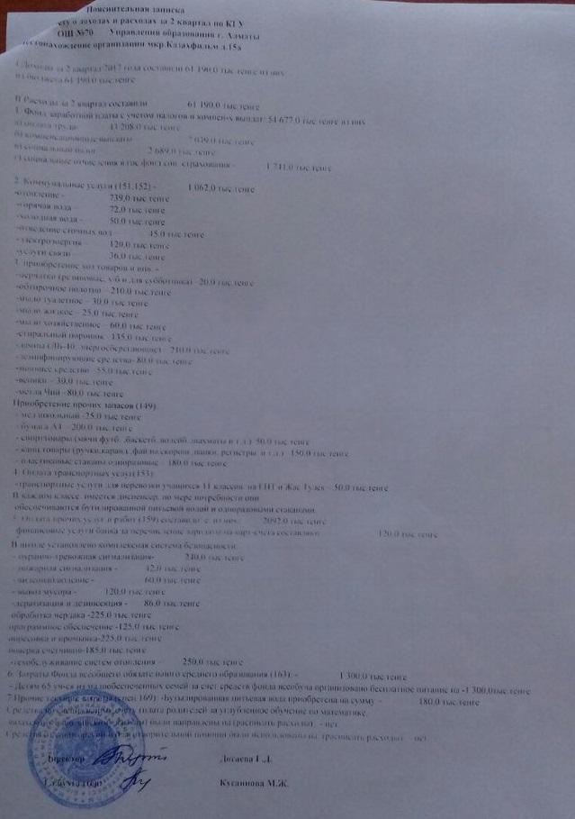 Отчет о доходах и расходах за 2 квартал 2017 года