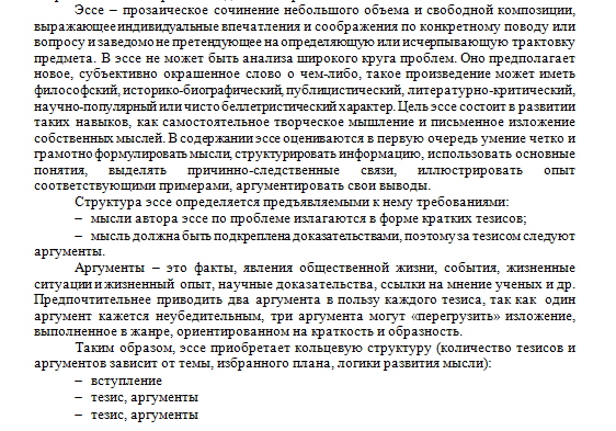 Эссе 11  класс