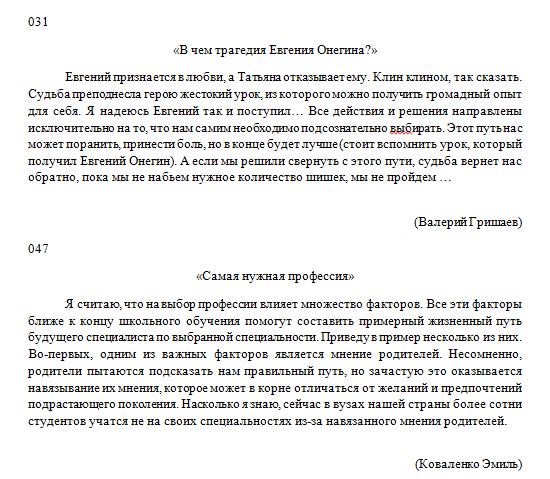 Эссе 11  класс